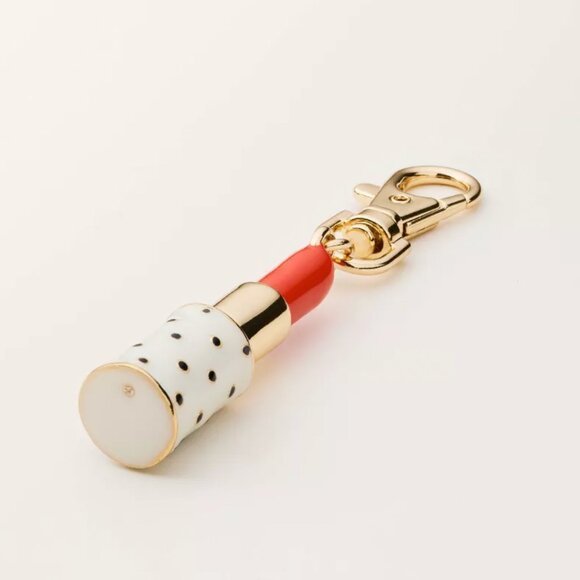 NWT! Lipstick Bag Charm Keychain - kate spade new york x Target Cream/Black/Red - Picture 3 of 5